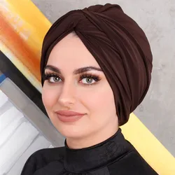 Solid Chemotherapy Cap Hijab Women Solid Color Instand Turban Wrap Scarf Headband Suitable For Daily Wear