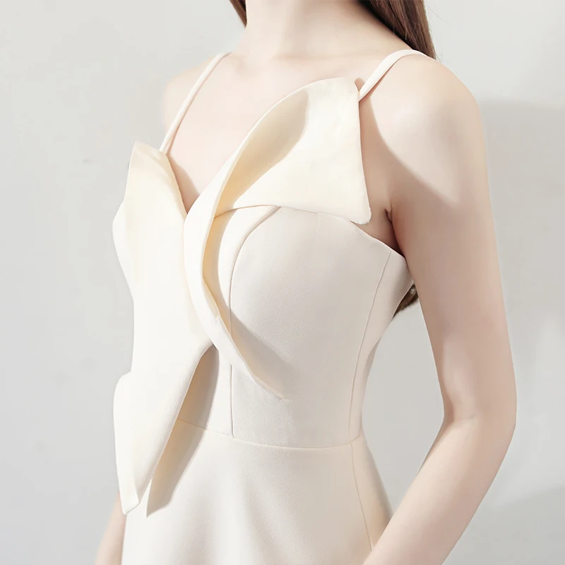 Vestido de festa de aniversário de cetim champanhe para mulheres sexy alças espaguete uma linha vestidos de noite luz luxo formal ocasião vestidos