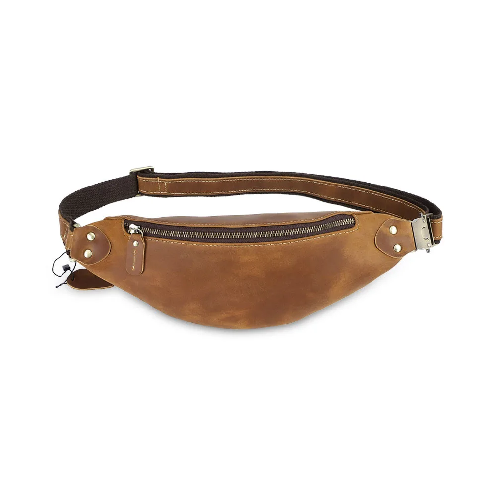 Genuine Leather European And American Retro Men's Chest Bag Top Layer Cowhide All-match Waist Bag