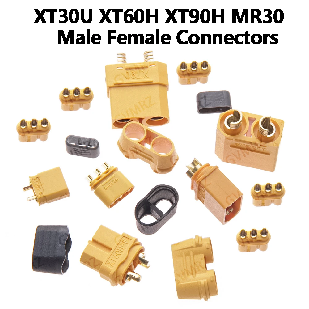 XT30U XT60H Male/Female Connectors Bullet Plugs with Sheath Protection for RC Lipo Battery FPV Drone ESC Motor Parts XT90H MR30