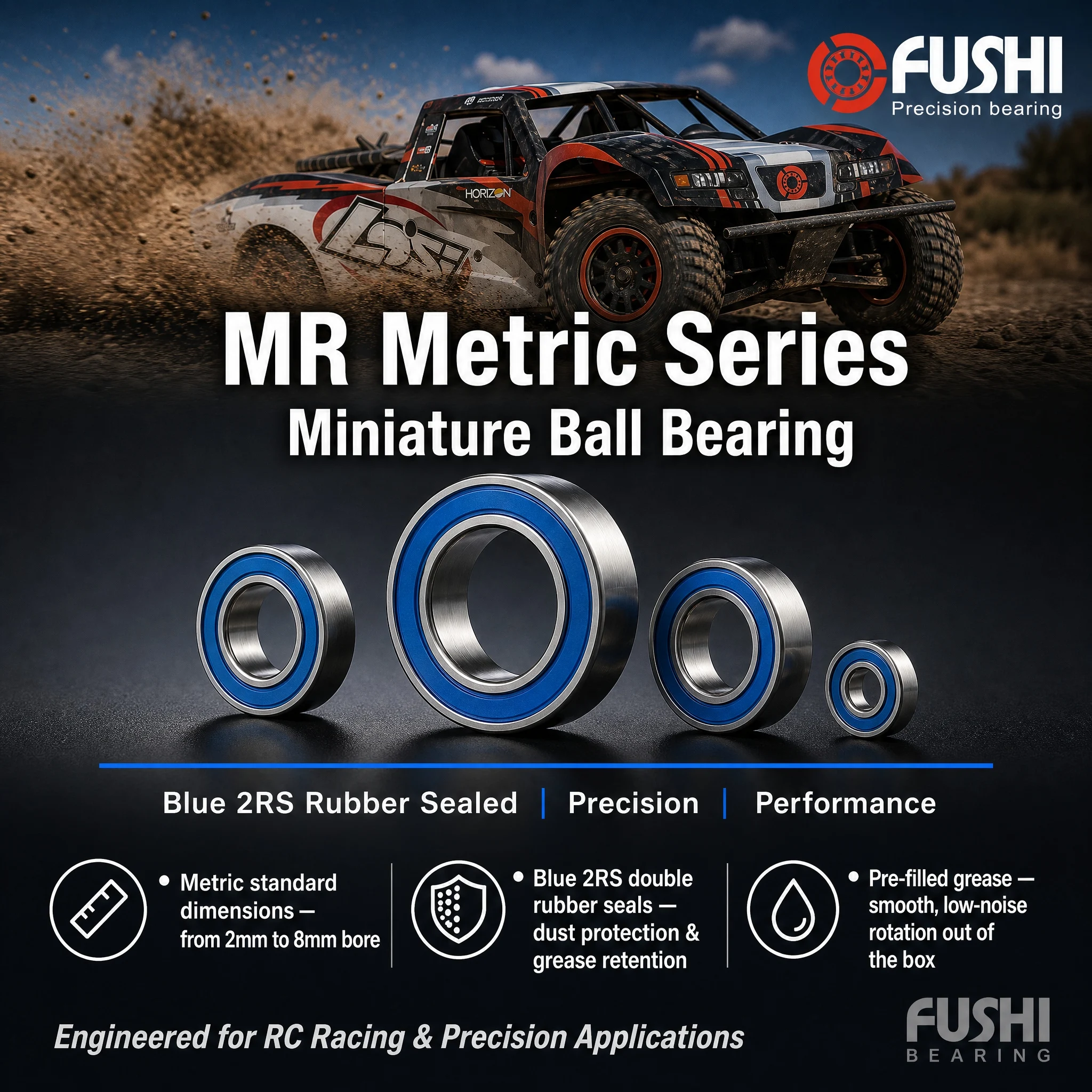 

10pc Blue Seal Bearings MR63 MR74 MR83 MR84 MR85 MR95 MR104 MR105 MR106 MR115 MR116 MR117 MR125 MR126 MR128 MR137 MR148 RS 2RS