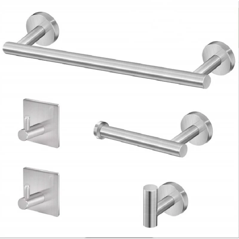 JHD Bathroom Hardware Set Accessories Wall Mounted Stainless Steel Towel Bar Toilet Paper Holder Hook Bathroom Kit Silver
