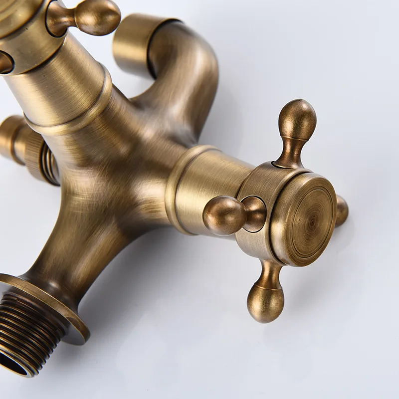 High Quality Total Brass  Brushed Double Using Washing Machine Faucet Bathroom Corner Faucet Tap Garden Outdoor Tap