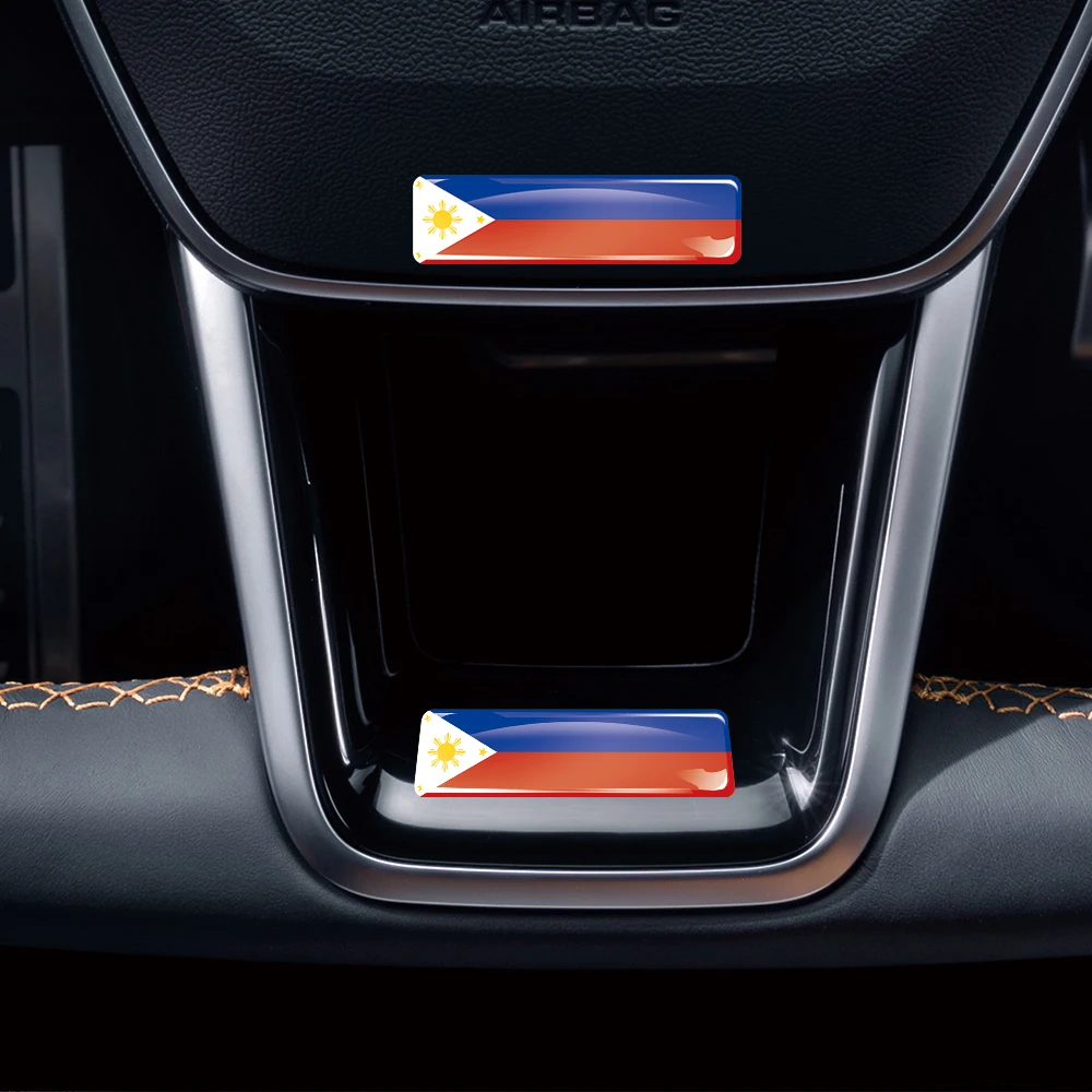 Philippines Flag 3D Epoxy Resin Decorate Car Sticker Car Window Buttons Steering Wheel Center Console Panel Motorcycle Fuel Tank