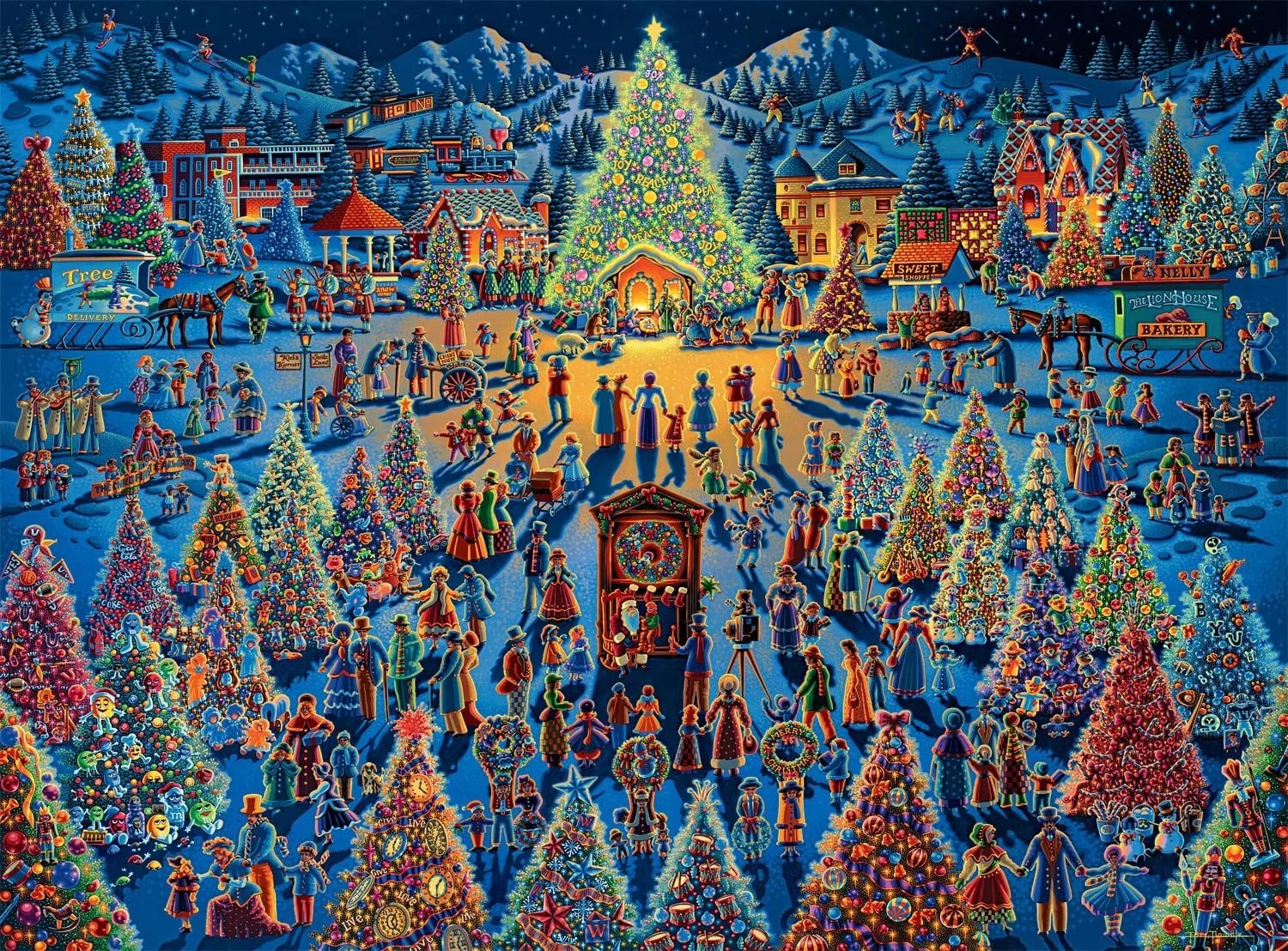 

Christmas Square Jigsaw Puzzle 300/500/1000pcs Adult Wooden Puzzles for Exercise Brain Thinking Family Gam Birthday Gifts