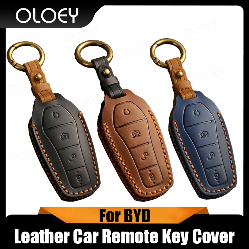 

Leather Car Remote Key Cover Case Holder shell For BYD New ATTO 3 Atto 2 Song Pro Shark 6 Dolphin Mini Seal U 05 Sealion 07 EV