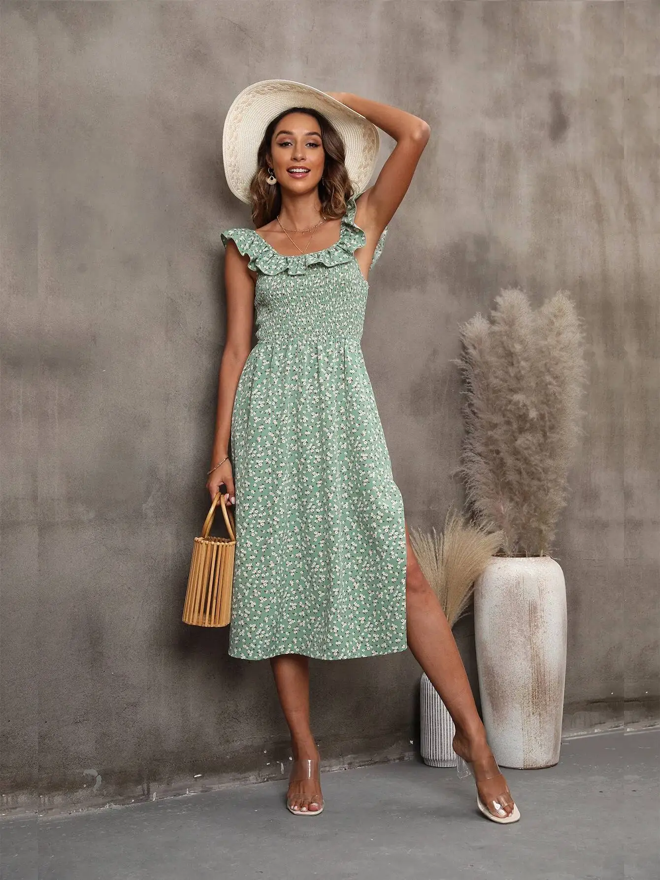 Style New Countryside Camisole Long Floral Dress Vestidos De Vacaciones Fairy Formal 2025 Summer Dress Robe Vestido Women Party