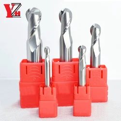 Fresa de punta de bola de aluminio HRC45/55, herramienta de acero de tungsteno de 2 flautas CNC R0.5 R0.75 R1 R1.25 R1.5 R1.75 R2 R3 R4 R5 R6 R7 R8 R9 R10