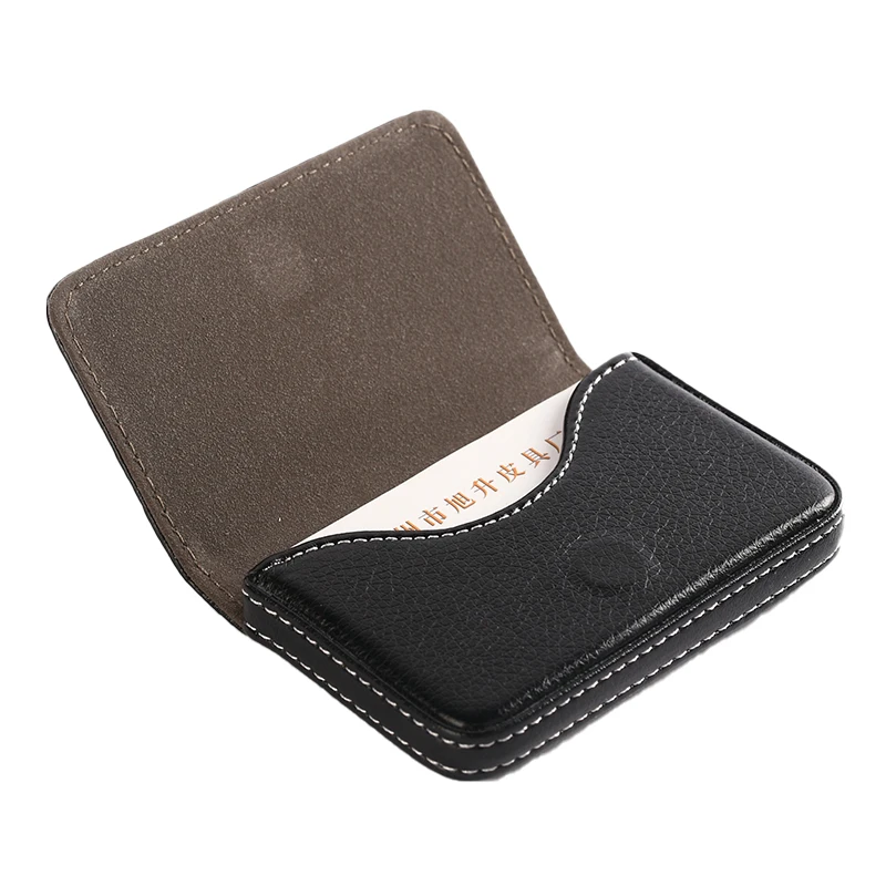 PU Leather Business Card Holder With Magnetic Buckle Slim Pocket Name Card Holder Large Capacity Portable Credit Card Case