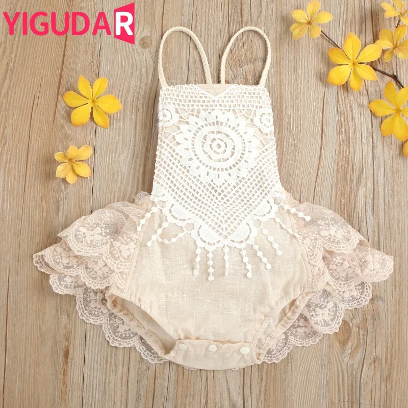 Popular products in Europe and America children's clothing baby romper baby lace up net lace romper clothing summer