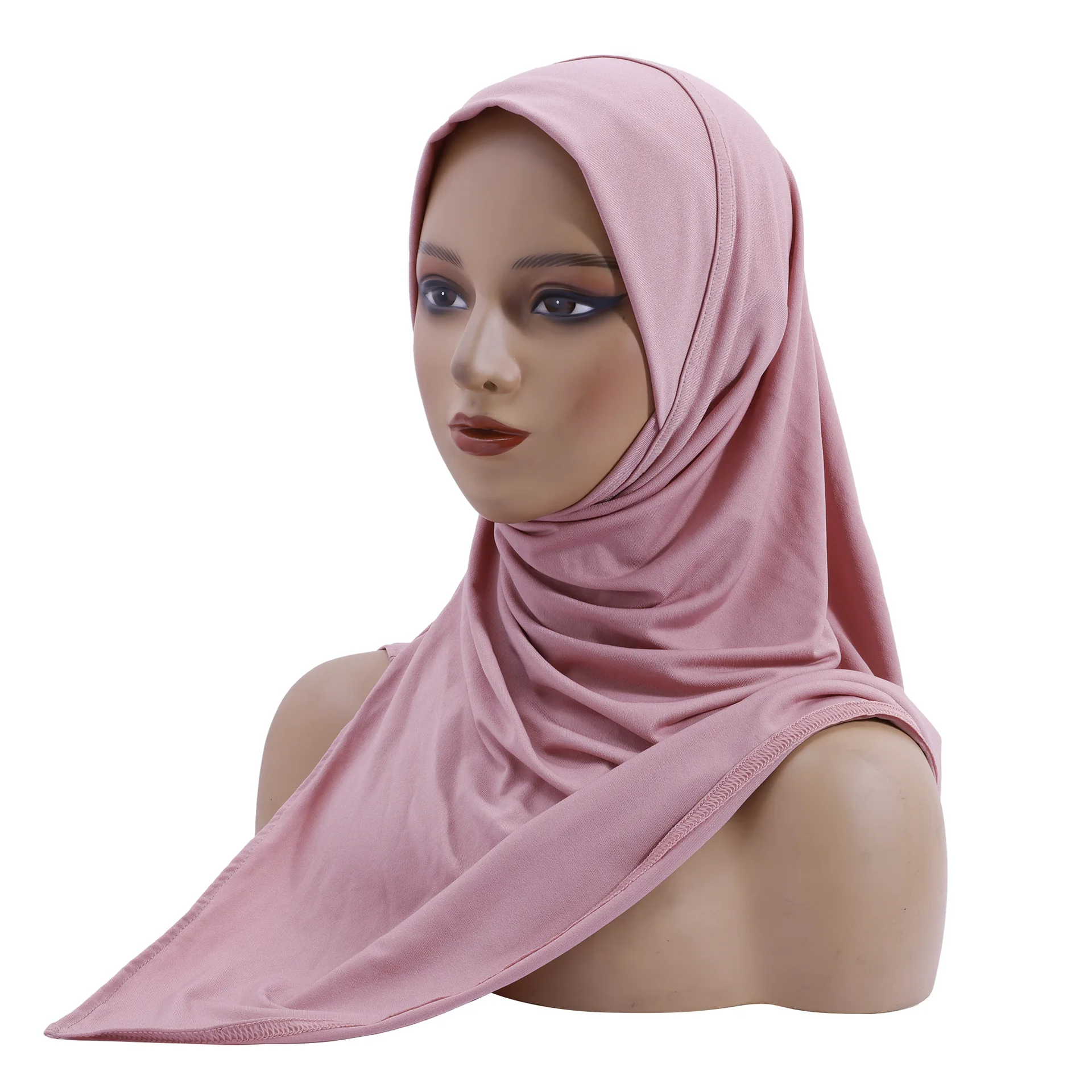 

Solid Color Crystal Linen Comfortable Pullover Headscarf Instant Scarf Muslim Hijab Amira Women Islam Pray Hijabs Turban Wrap