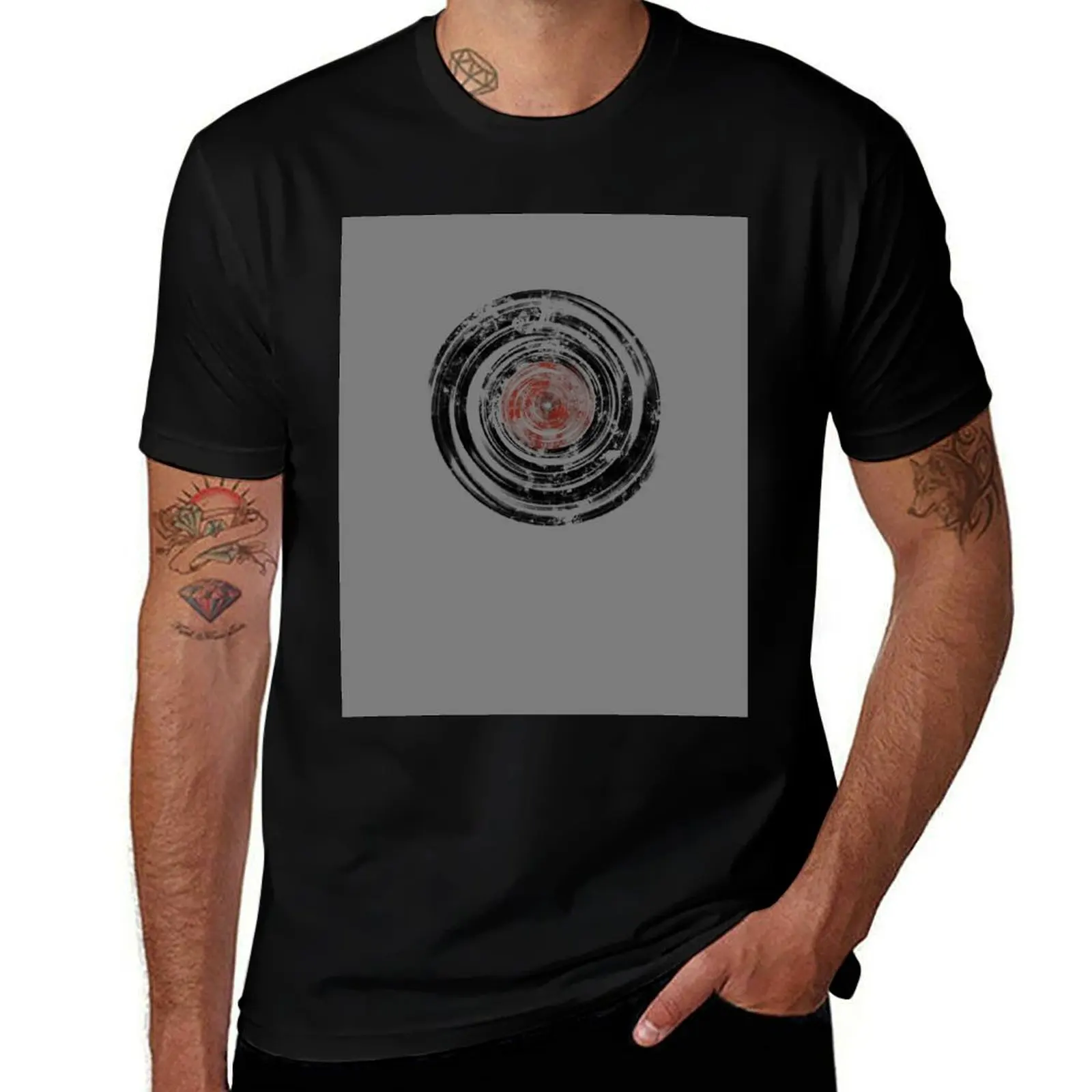 Old Vinyl Records Urban Grunge T-Shirt Simple Line Art Print Tee T-Shirt