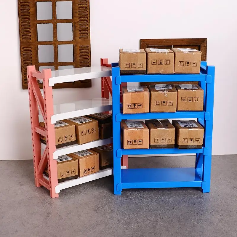 Dollhouse Miniature 1/12 Scale Storage Shelves; Dolls House Warehouse Racks Décor Accessories