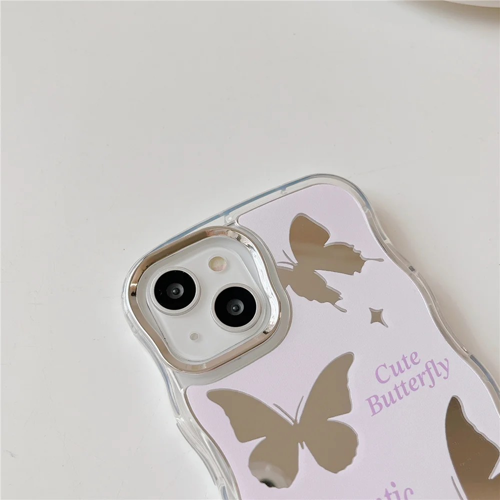 Water ripple phone case for Apple iphone 14 pro max 11 12 13 pro max cases Fashion mirror butterfly soft protection Cover capa