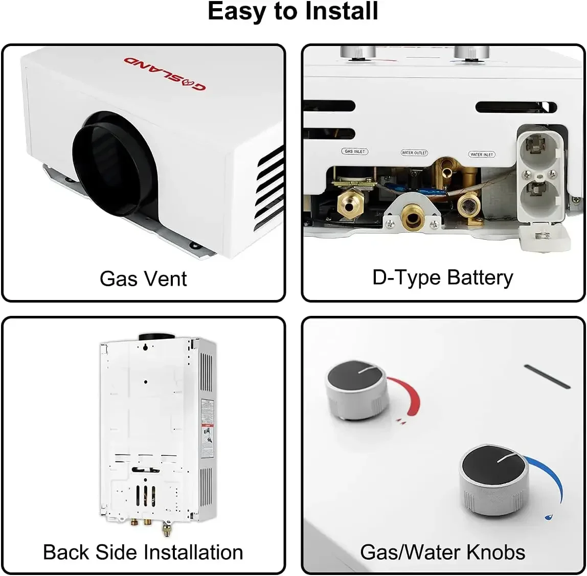 Pemanas air Gas portabel 2,64 GPM, pemanas air tanpa tangki propana 10l, pemanas air berkemah untuk Off Grid