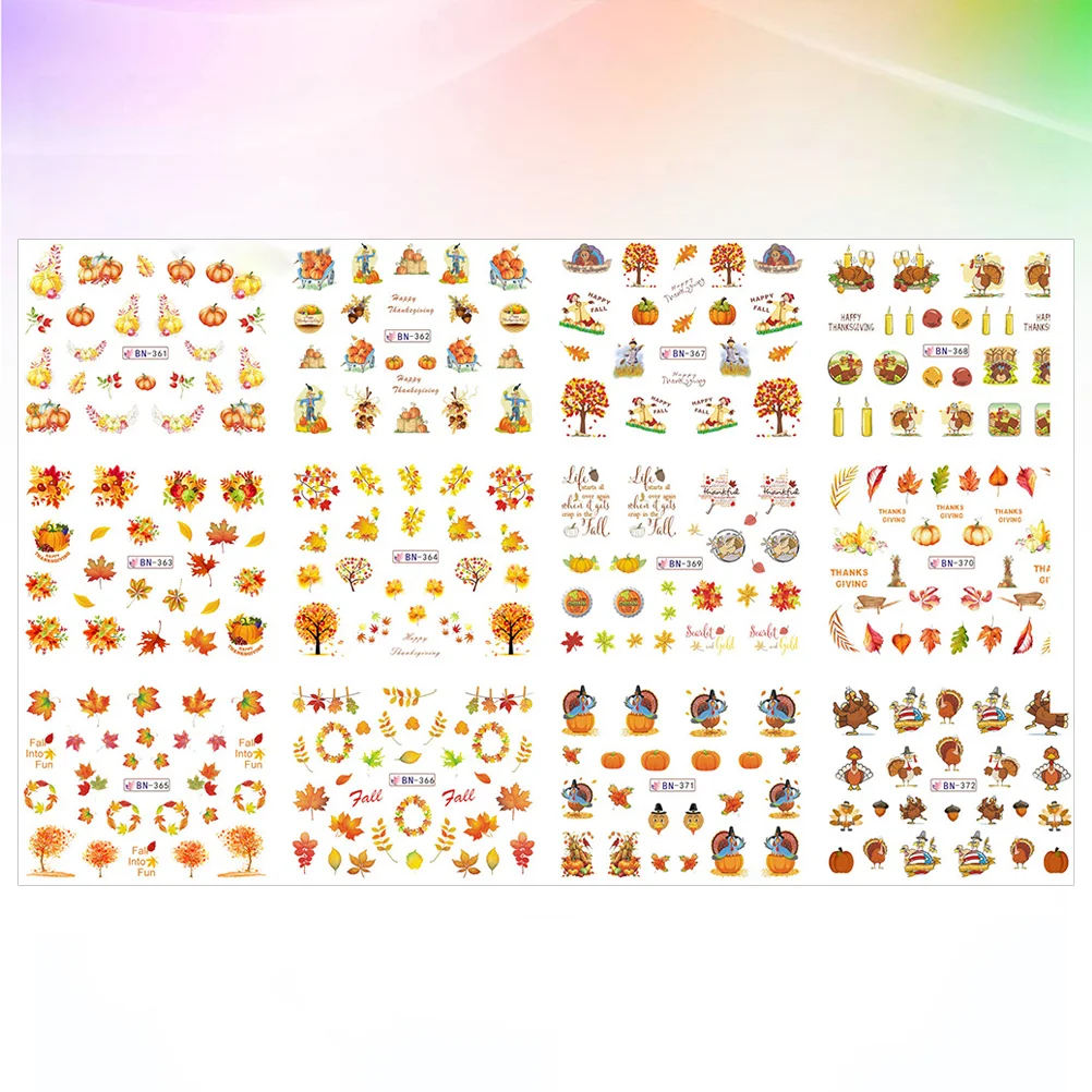 

5 Sheets Sticker Paper Matte Nail Stickers Decals Halloween Pumpkin Beautiful Applique