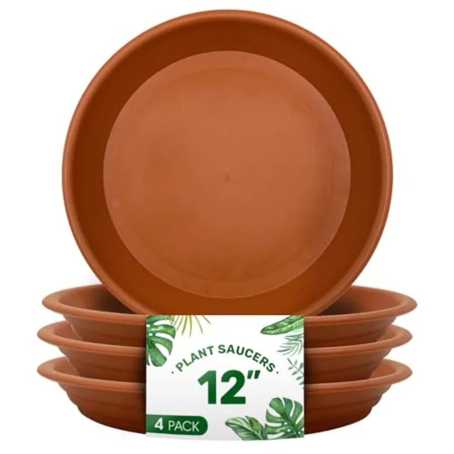 

4 Pack of 12 inch Plant Saucers Heavy Duty Plastic Plant Tray Durable and Thicker Flower Pot Saucers for Indoors Outdoors Plant