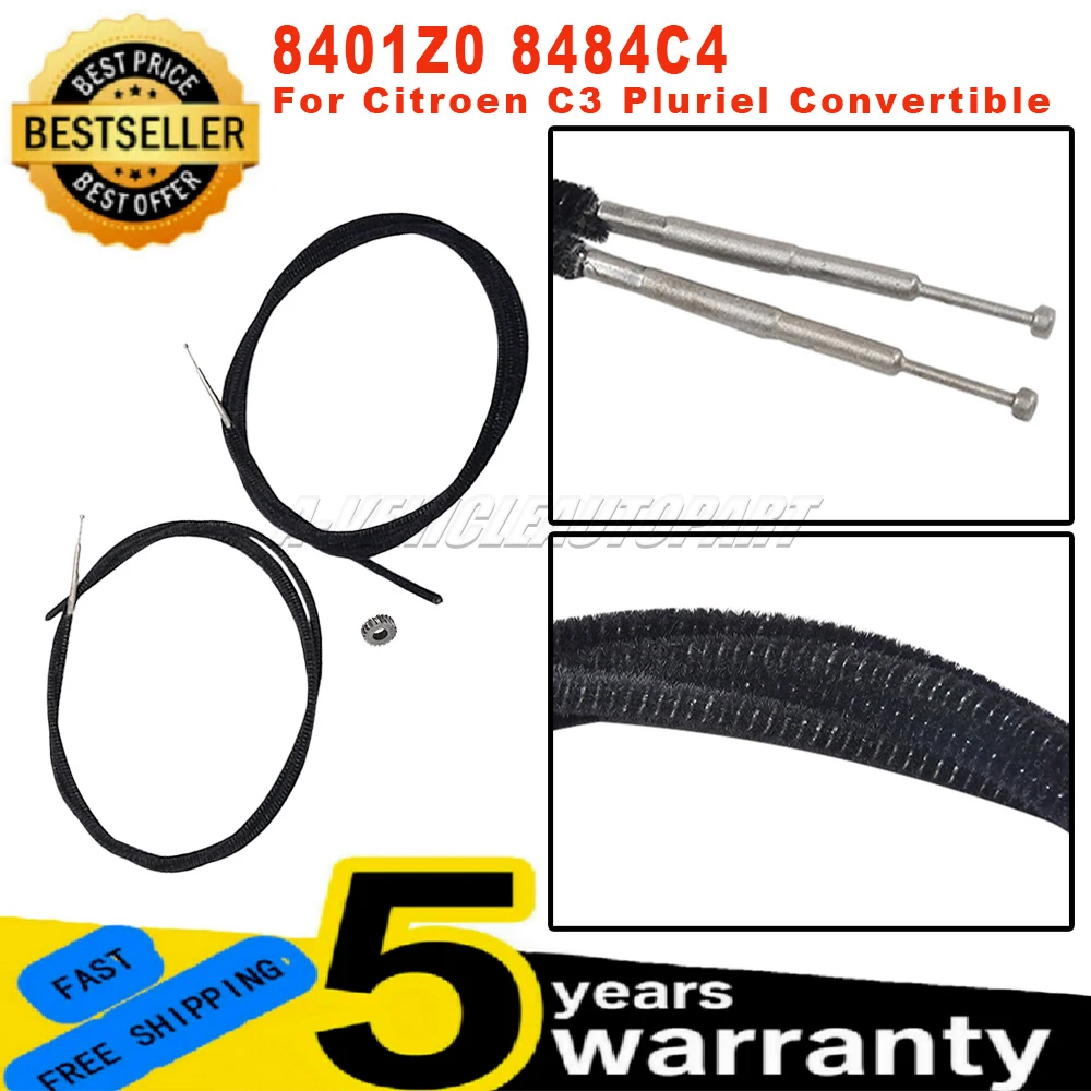 

New 8401Z0 8484C4 For Citroen C3 Pluriel Convertible Sunroof Repair Kits 1Pair Cable with Gear Easy Installation car accessories