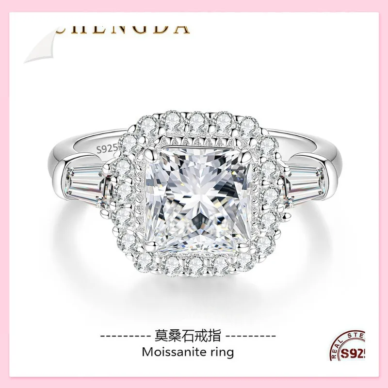 

Новое роскошное кольцо из стерлингового серебра с бриллиантом в форме сахарного кубика, женское, нишевое, высококлассное, элегантное, легкое люксовое кольцо