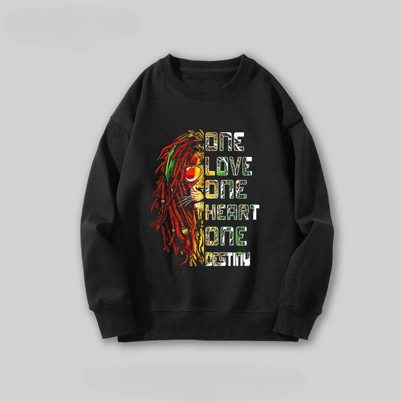 Y2k Bob Marley Reggae Turtle-neck Hoodie Boys and Girls Fall/winter American Retro Niche Street Skateboarding Loose Coat