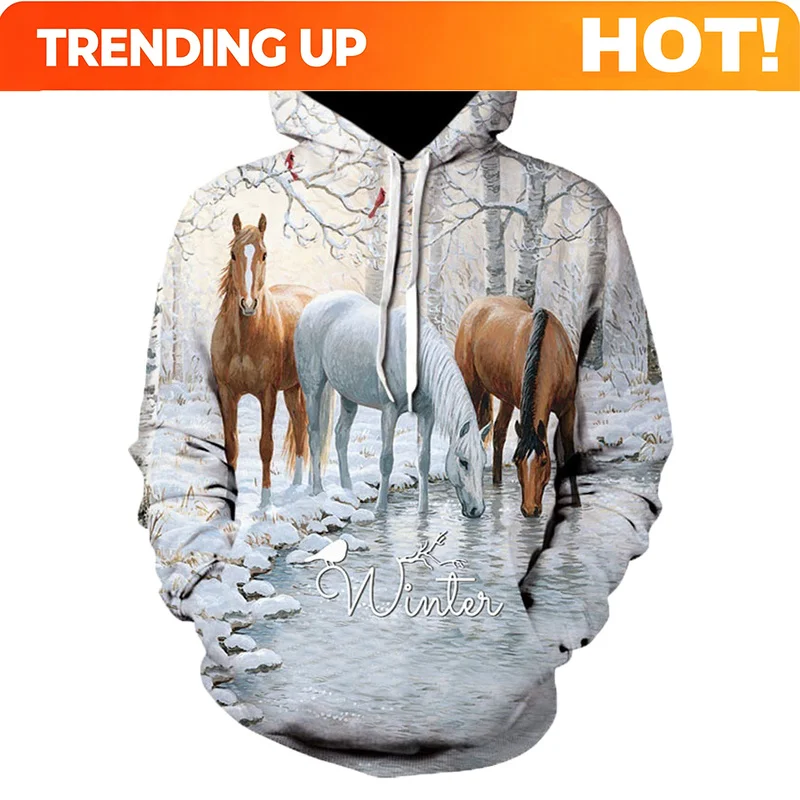 Customization Horse Animal 3D Printed Hoodie Sweatshirts Men Women Fashion Casual Harajuku Style Tracksuit Pullover Hip Hop Stre