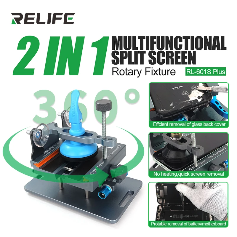 

RELIFE RL-601S Plus 2 in1 For Screen Separation And Glass Back Cover Removal Screen Rotating Fixture Equivalent to RL601g+RL601s