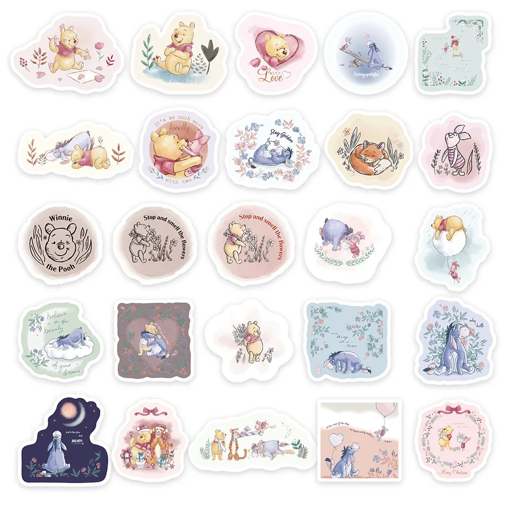 Autocollants de dessin animé Disney pour enfants, ours PoChaînes, graffiti cancers mignon, bagages, ordinateur portable, téléphone, vélo, décalcomanies, jouets, 10 pièces, 30 pièces, 50 pièces