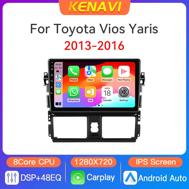 Car Stereo Radio Multimedia Player For Toyota Vios Yaris 2013 2014 2015 2016 GPS Carplay Android Auto 2 din Head Unit IPS Screen