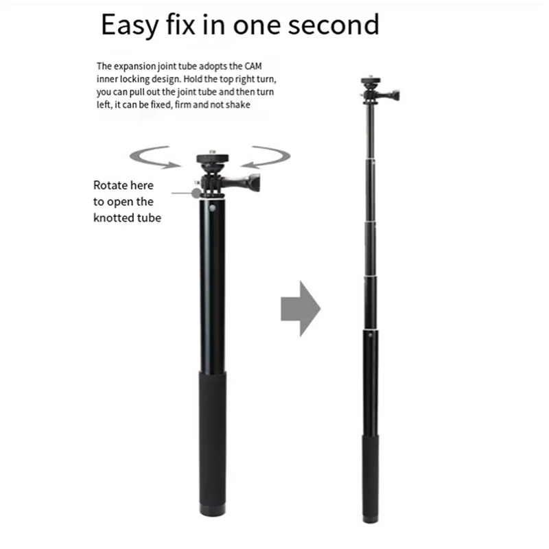 -RRKK LENVEE For 360 Sports Camera Gopro Extended Handheld Stick Extended Aluminum Alloy Selfie Stick Cell Phone Live Support Ro