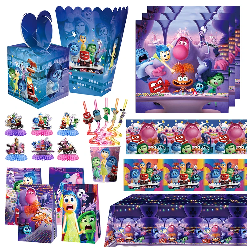 Inside Out 2 Disney Birthday Party Decoration Cartoon Theme stoviglie Set tazze tovaglioli ansia palloncini forniture Deco per bambini