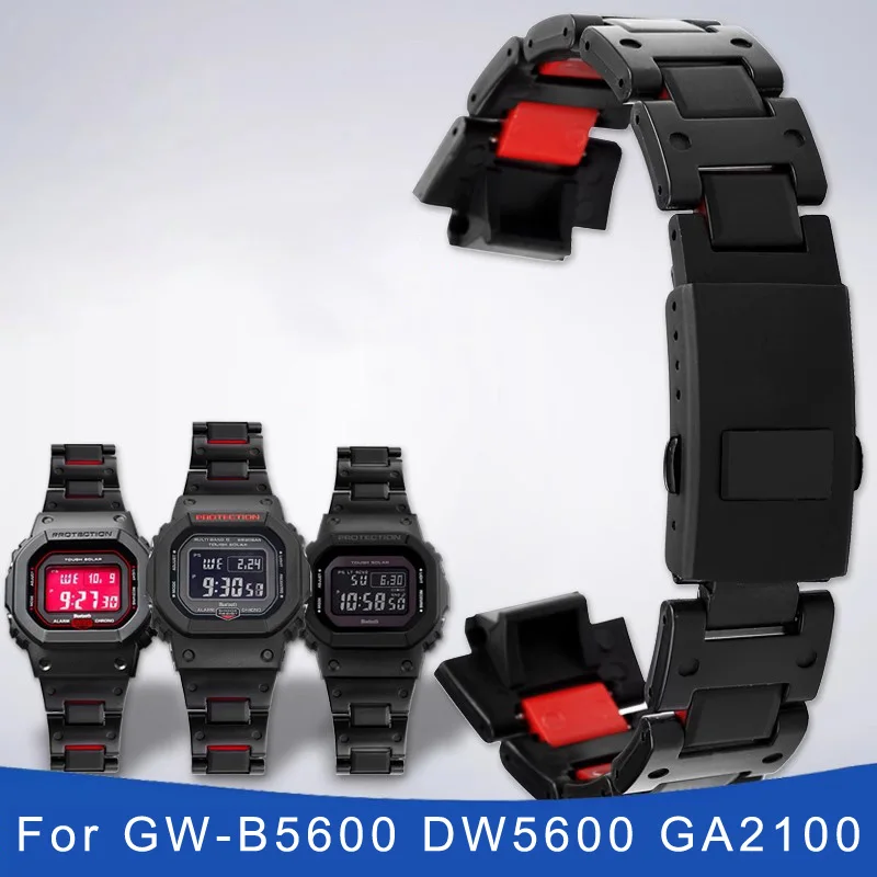 Plastic steel watch strap for CASIO G-shock  GA-2100 DW5600 DW-6900 GW-M5610 GW-B5600 Black red background men sports watchband