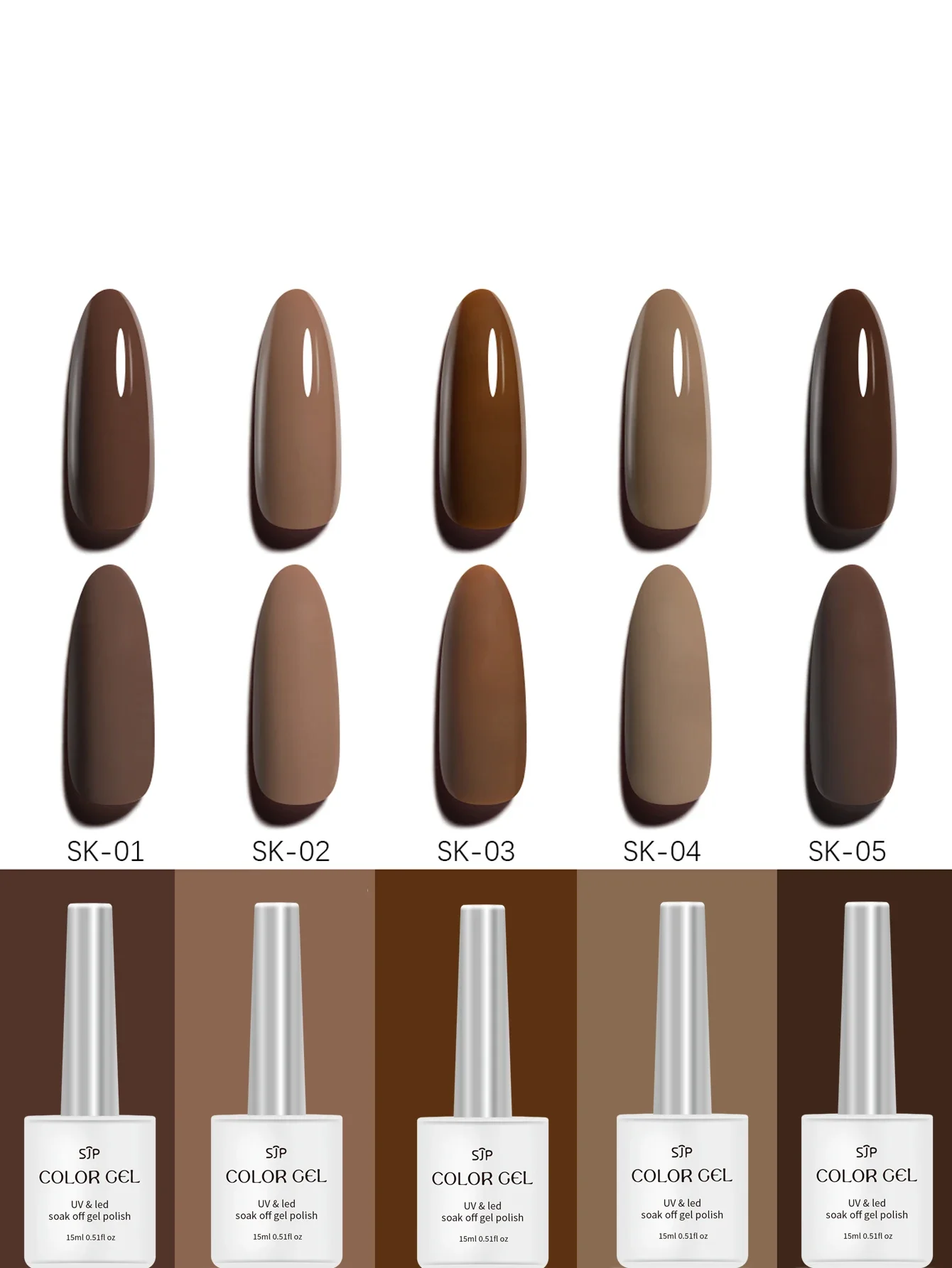 SJP 1 Stück 15 ml Nagellack-Set UV-LED-Gel-Nägel Khaki Mousse Gel-Nagellack Erhalten Sie kreativ für den Salon zu Hause