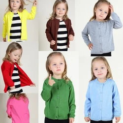 Toddler Boys Girls Kint Cardigan Long Sleeve Kids Crewneck Button Sweaters Cotton School Uniform Knit Tops Outwear Girls Sweater