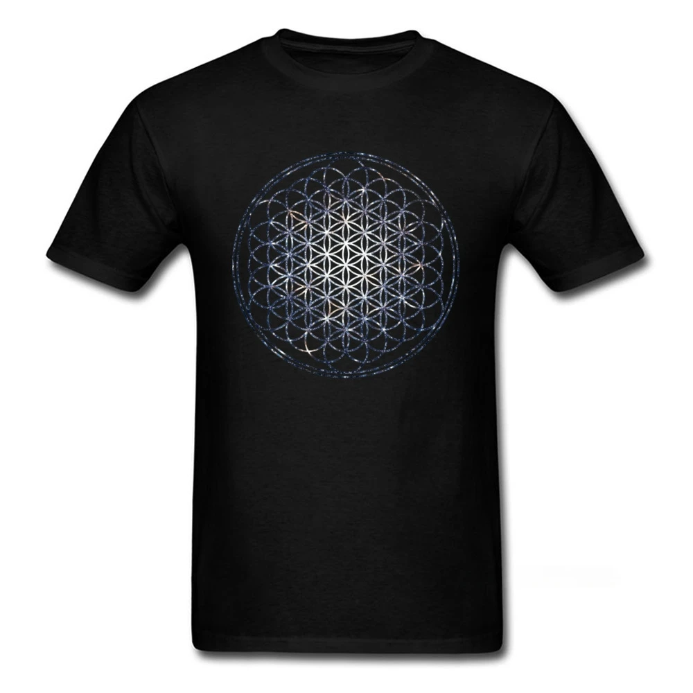 Camiseta con estampado de Mandala para hombre, Camisa de algodón con estampado de flor de la vida, Geometría Sagrada, ropa elegante de marca, 2024