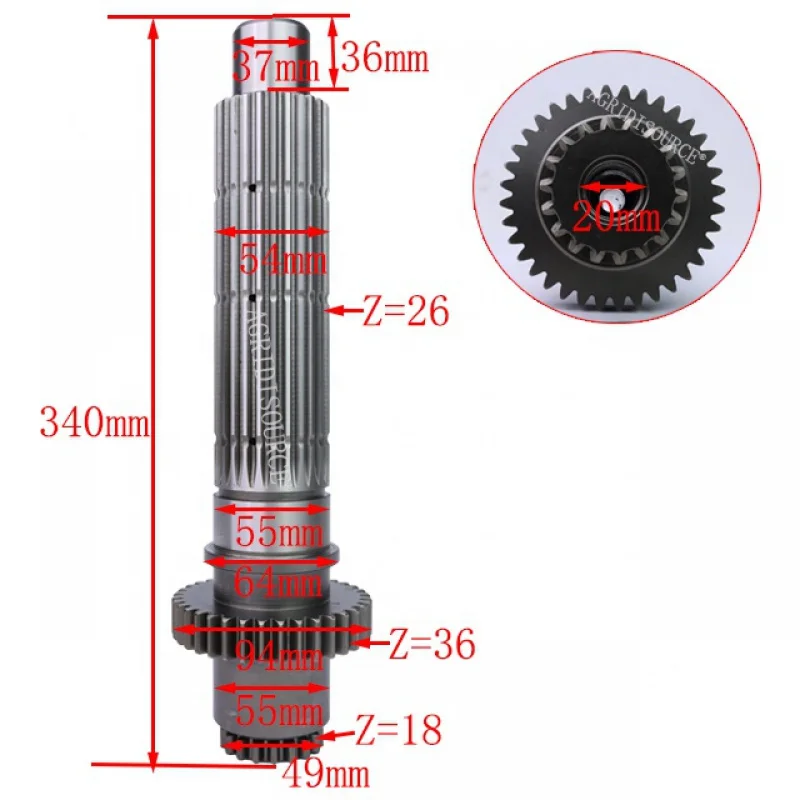 TD2S372080001a Output shaft For Foton Lovol Agricultural tractor Spare Parts agriculture machinery parts