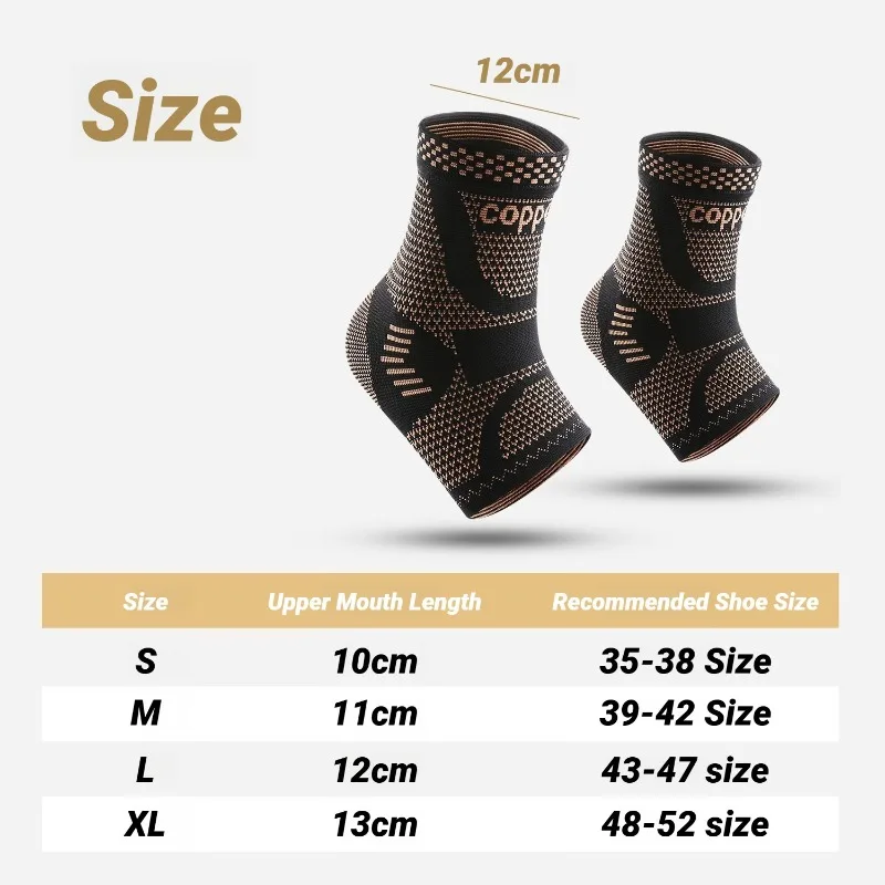 1Pcs Copper Ankle Brace,Infused Support Compression Sleeve For Men Women,For Foot Pain,Sprained Ankle,Recovery,Sports Brace image 5