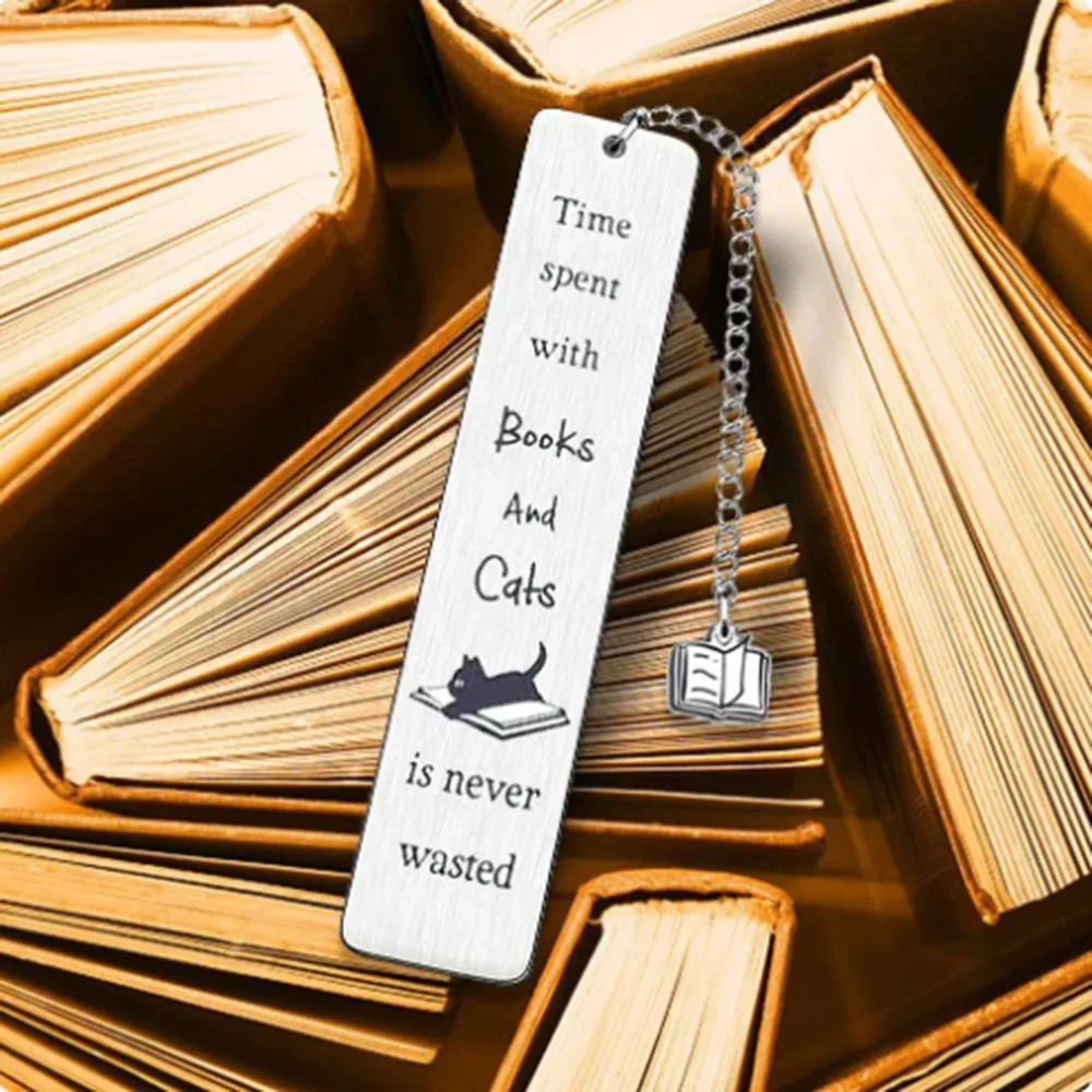 Cartoon Cat Metal Bookmark With Tassel Pendant Book Lettering Metal Book Marker For Page Books Readers Bookmark Gift