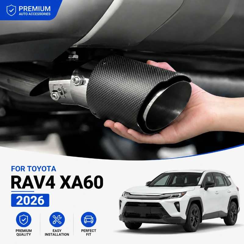 For Toyota RAV4 XA60 2026 Wildlander Carbon Fiber Exhaust Tip Cover Rear Tail Pipe Trim Sport Exterior Accessories