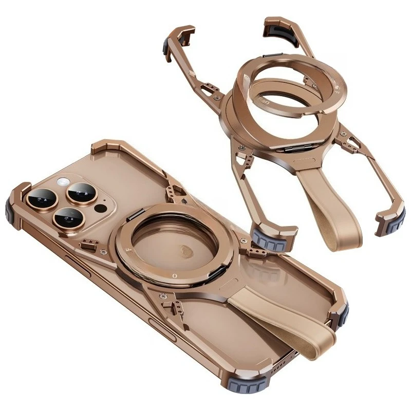 

Metal bare frame shell suspended double-layer folding ring rotating bracket, with its own lanyard