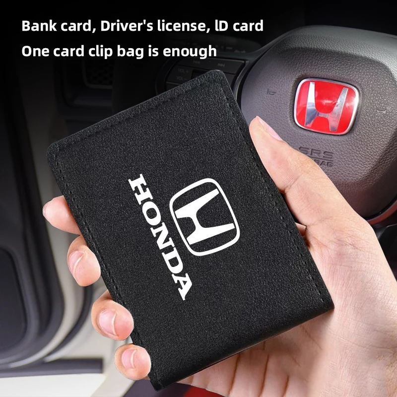 Car Driver License Cover Ultra-Thin Leather Card Clip Bag For Honda Civic Fit Jazz Accord Pilot CRV Odyssey Passport City HRV