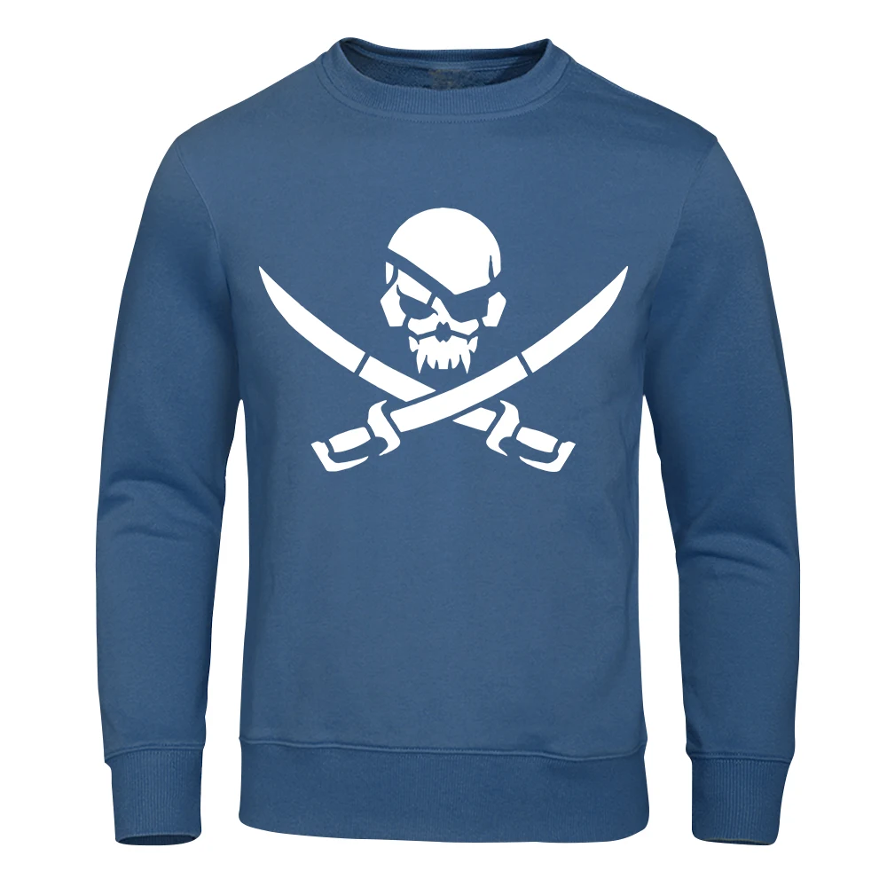 2 Long Swords And Skull Heads Printed Men Sweatshirt Fashion Fleece Clothes Casual Warm Hoodie Crewneck Pullover Hoody Men'S