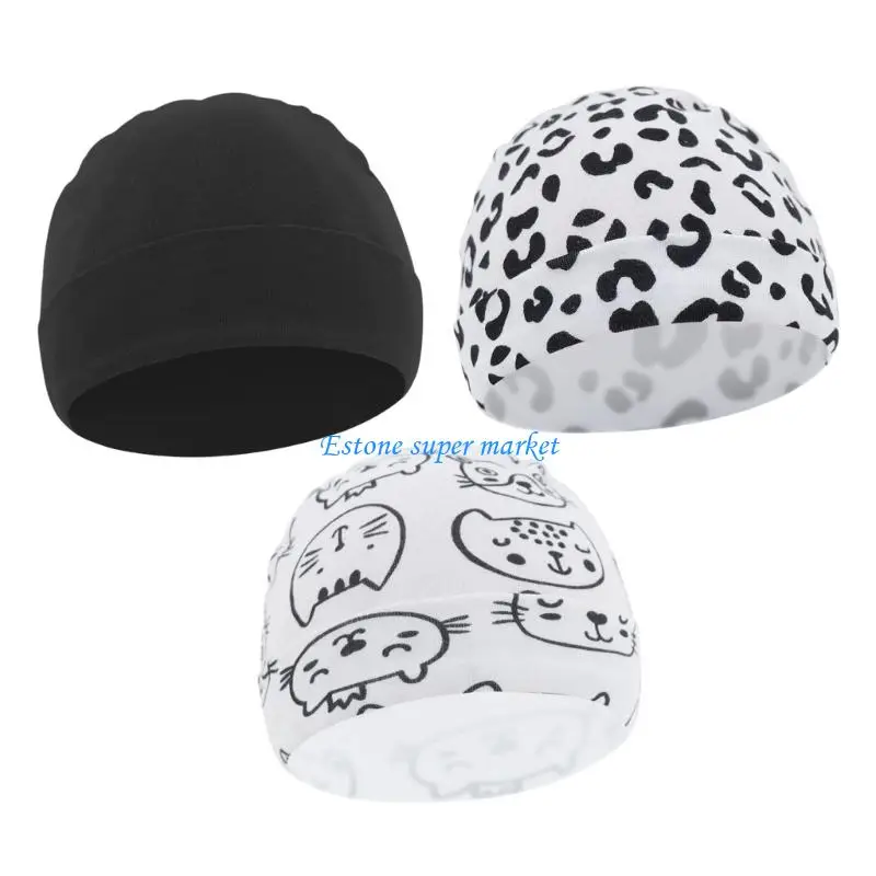 

090B 3 шт. детская больничная шапка дышащие хлопковые шапочки для малышей 0-6 месяцев