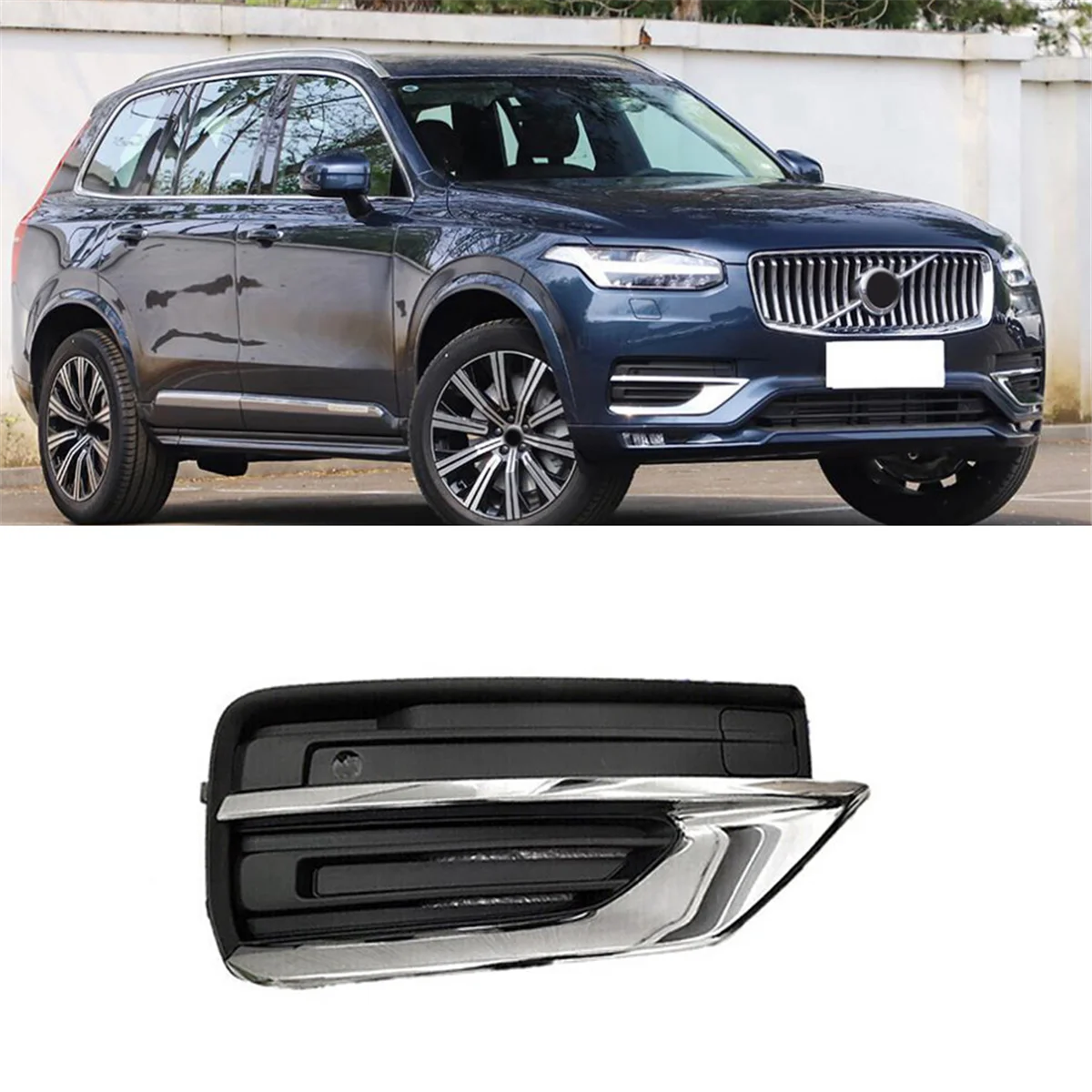 Right Front Lower Bumper Fog Light Grille Trim Chrome Cover 31663515 for Volvo XC90 19-22 31663513 31663519 31663540