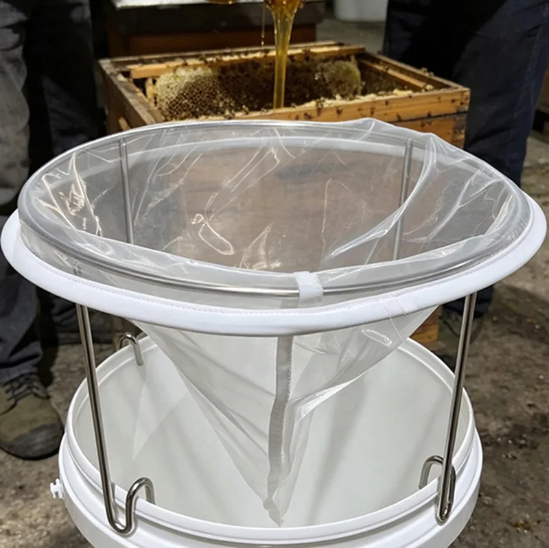 Support de filtration de miel d'abeille, filet de filtration des impuretés en nylon, outils d'apiculture pour le traitement du miel