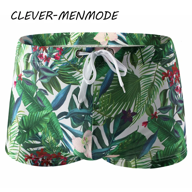 

Men's Sexy Summer Quad Swimsuit Bikini Beach Shorts Print Swimsuit Boxers Swim Trunks Surfboard Shorts Thin Gay Boxer Low Rise