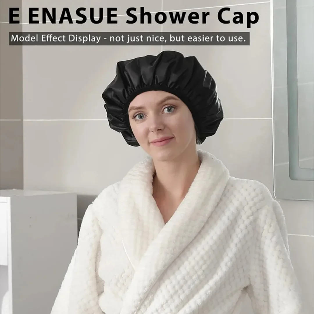 

Reusable Large Triple Layers Thick Sshower Cap Extra Large Waterproof Shower Cap Adjustable Women's Shower Cap Perfect for Girls