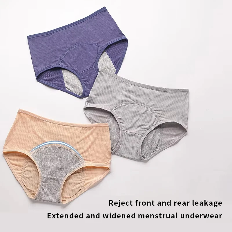 Período menstrual roupa interior feminina cintura alta período menstrual à prova de vazamento tamanho grande 4-pack período menstrual roupa interior