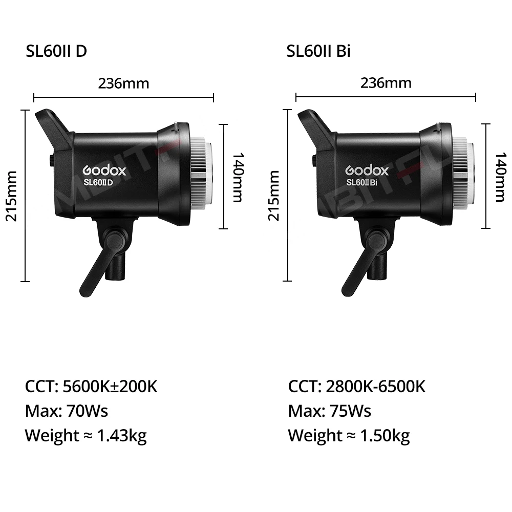 Godox SL60IID Portable Studio LED Video Light 70W Photography Fill Light 5600K±200K APP/2.4G Wireless/On-board Control for Video