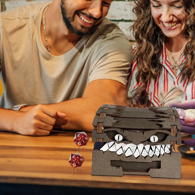 Dungeons Dragons Treasure Chest Monster Figure - Dice Storage And Wooden Craft Collectible Display Storage Box Coin Boxs