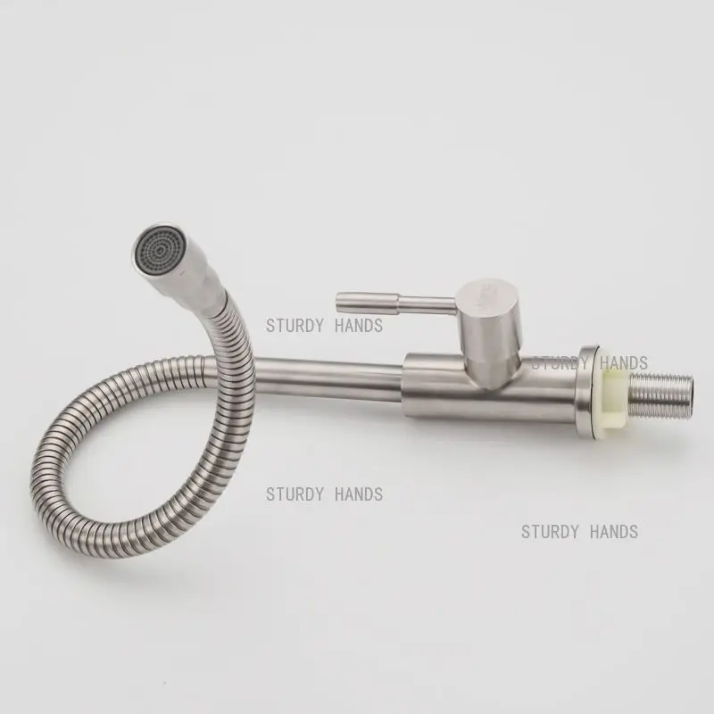 Stainless Steel 4-point Faucet Kitchen Single Cooling Faucet Household Universal Faucet Washbasin Faucets Hardware Accessories